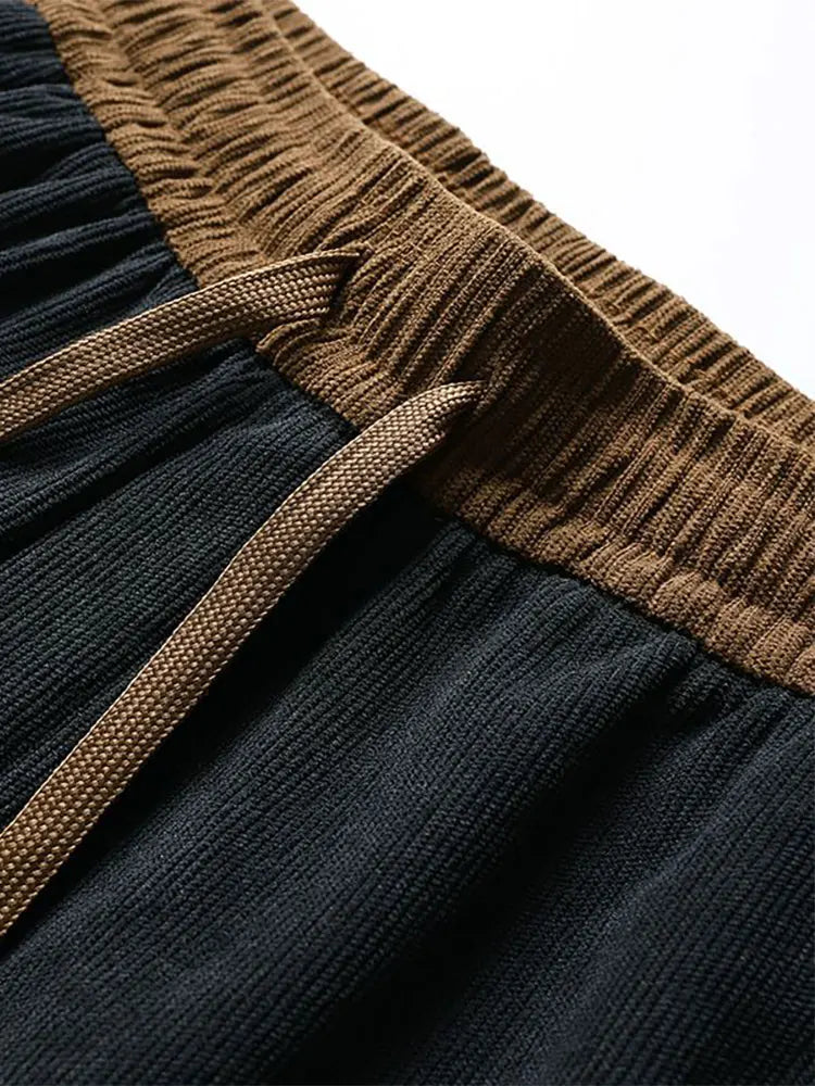 Fleece Thicken Winter Chinos Trousers Men Corduroy Work Straight Casual Wide Pants Sport Jogging Sweatpants Classic Golf Pants.