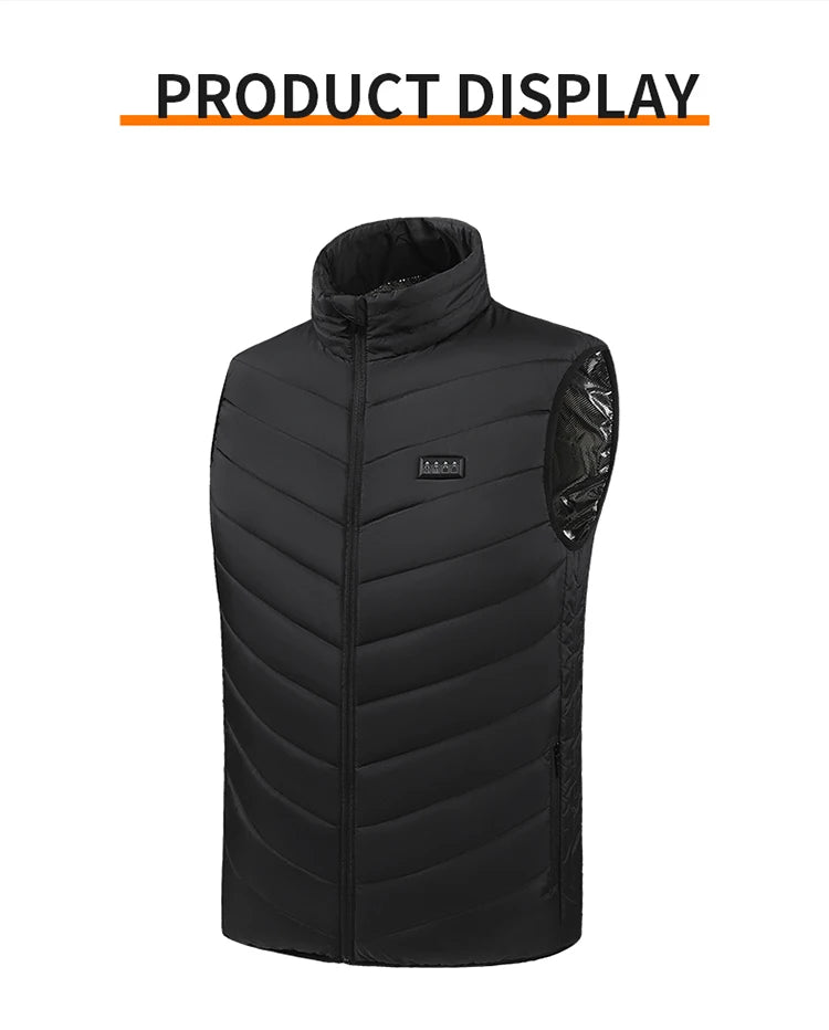 21 Zone Heating Vest Mens USB Infrared Thermal Jacket Smart Heated Clothes New Winter Cold-proof Thick Sleeveless Coat Hiking.