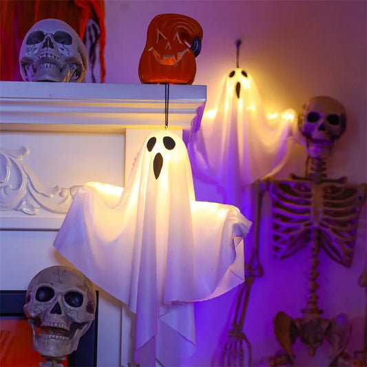 2025 LED-Glüh-Geisterparty, Halloween-Dekoration für Zuhause, drinnen und draußen, Spukhaus, Bar, hängende Horror-Requisiten mit Lichtern.