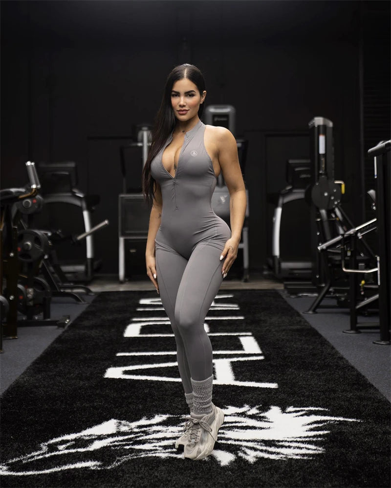 2025 Allure The Brand Zipper Women Tracksuit Yoga Set One Piece Jumpsuit Workout Scrunch Legging Rompers Sport Gym Active Suit.