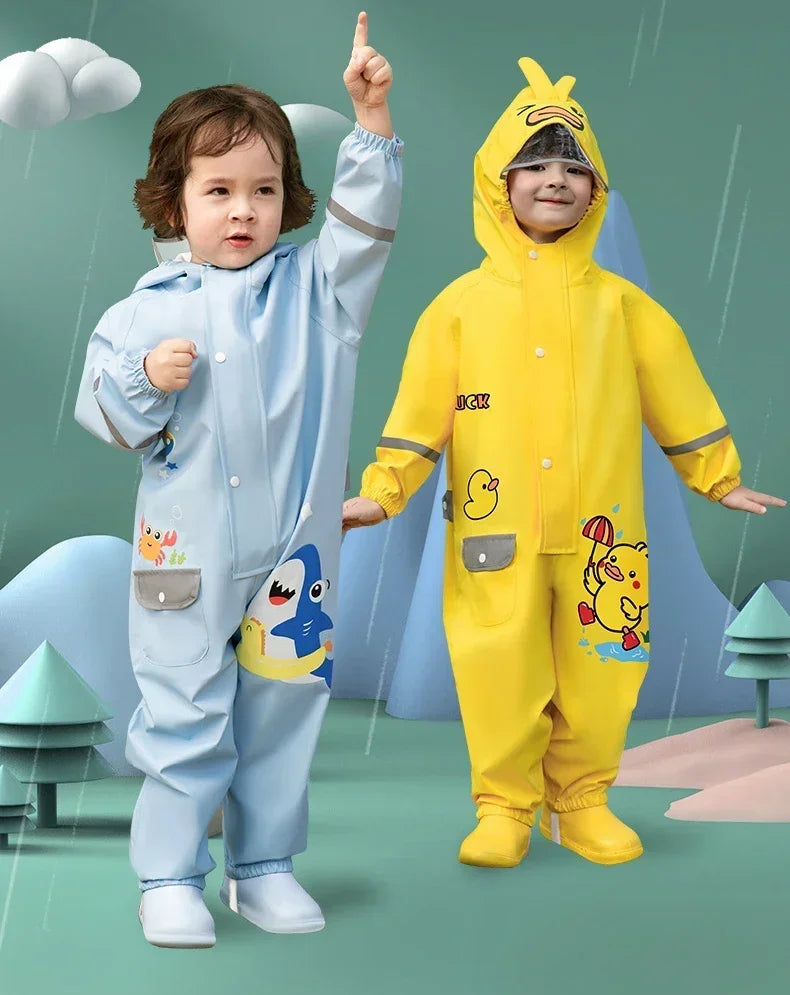 2025, Cartoon-Overall mit Kapuze für Babys, Mädchen, Regen, Outdoor-Sport, Jungen-Overall, wasserdicht, einteilig, Kinderhose, Strand, Kinderhose.