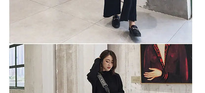 Loribindwood Gestrickte Pullover Breite Bein Hosen Anzug für Frauen Herbst/winter 2022, Neue Koreanische Lose Mode Zwei-stück Set