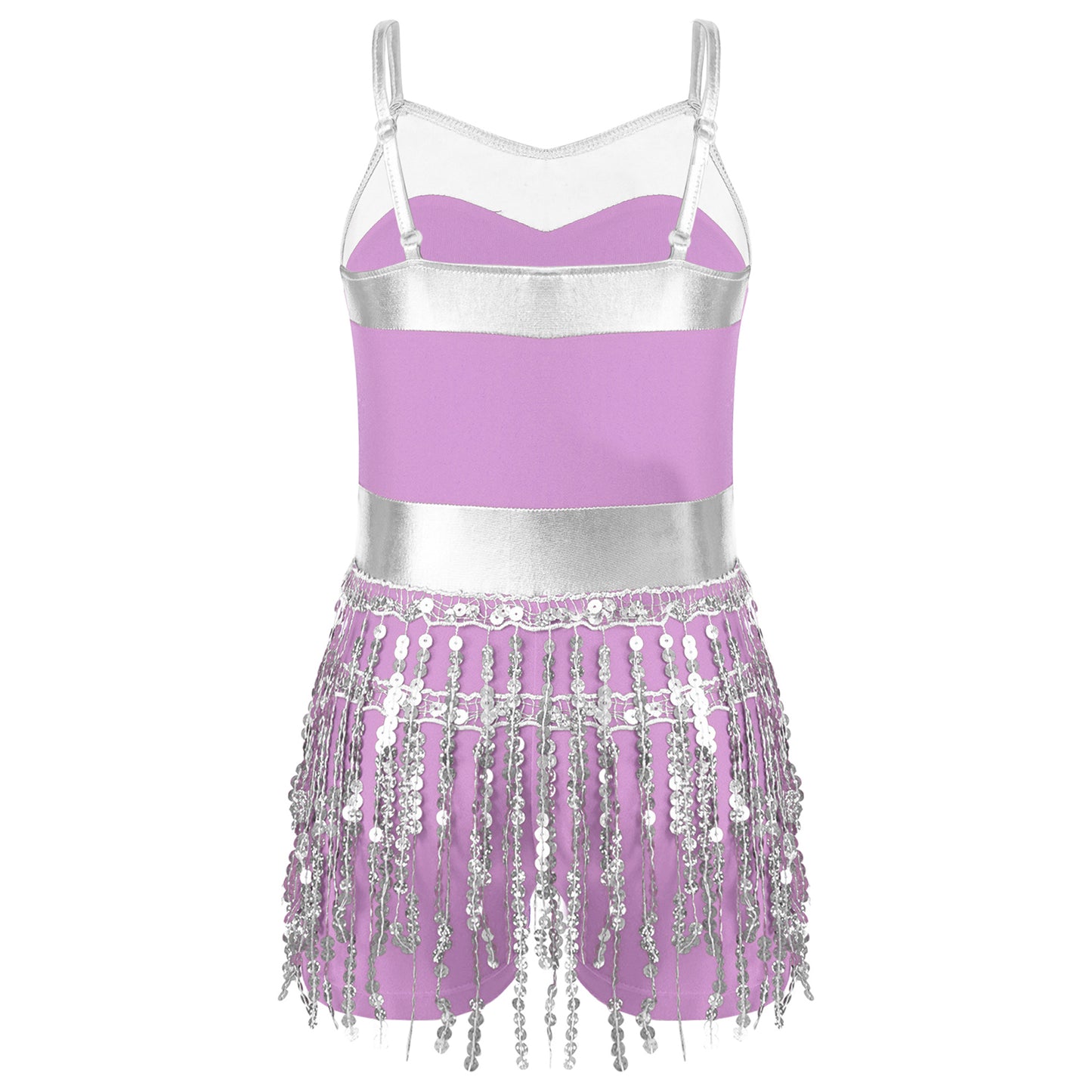 Kinder Mädchen Latin Tanz Kostüm Jazz Samba Cha-Cha Eiskunstlauf Trikot Kleid glänzende Pailletten Quaste Bodysuit für Bühnen performance