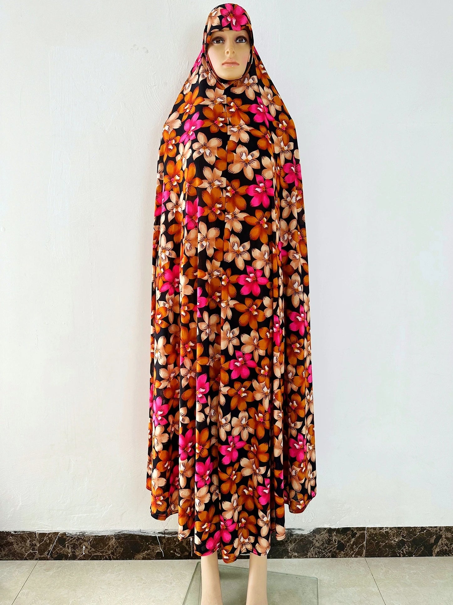 6XL  Muslim Womens Hooded Abaya African Sleeveless Prayer Garment Kaftan Dress With Hijab Floral Dubai Saudi Robe Ramadan