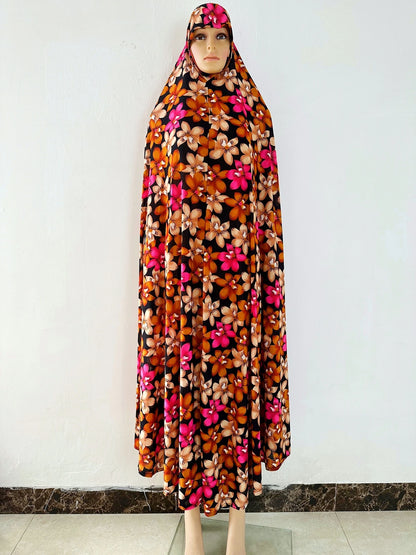 6XL  Muslim Womens Hooded Abaya African Sleeveless Prayer Garment Kaftan Dress With Hijab Floral Dubai Saudi Robe Ramadan