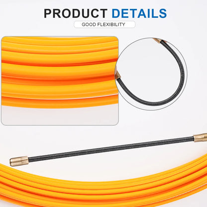 3mm 5M-50M Fiberglass Cable Puller Electrician Tape Conduit Ducting Wall Wire Threader Fish Guide Electrician Pushing Tape.