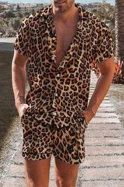 Fashion Men Sets Print Lapel 3D print Short Sleeve Casual Shirt Beach Shorts Oversized 2Pcs set Vacation Hawaiian Man Suits.