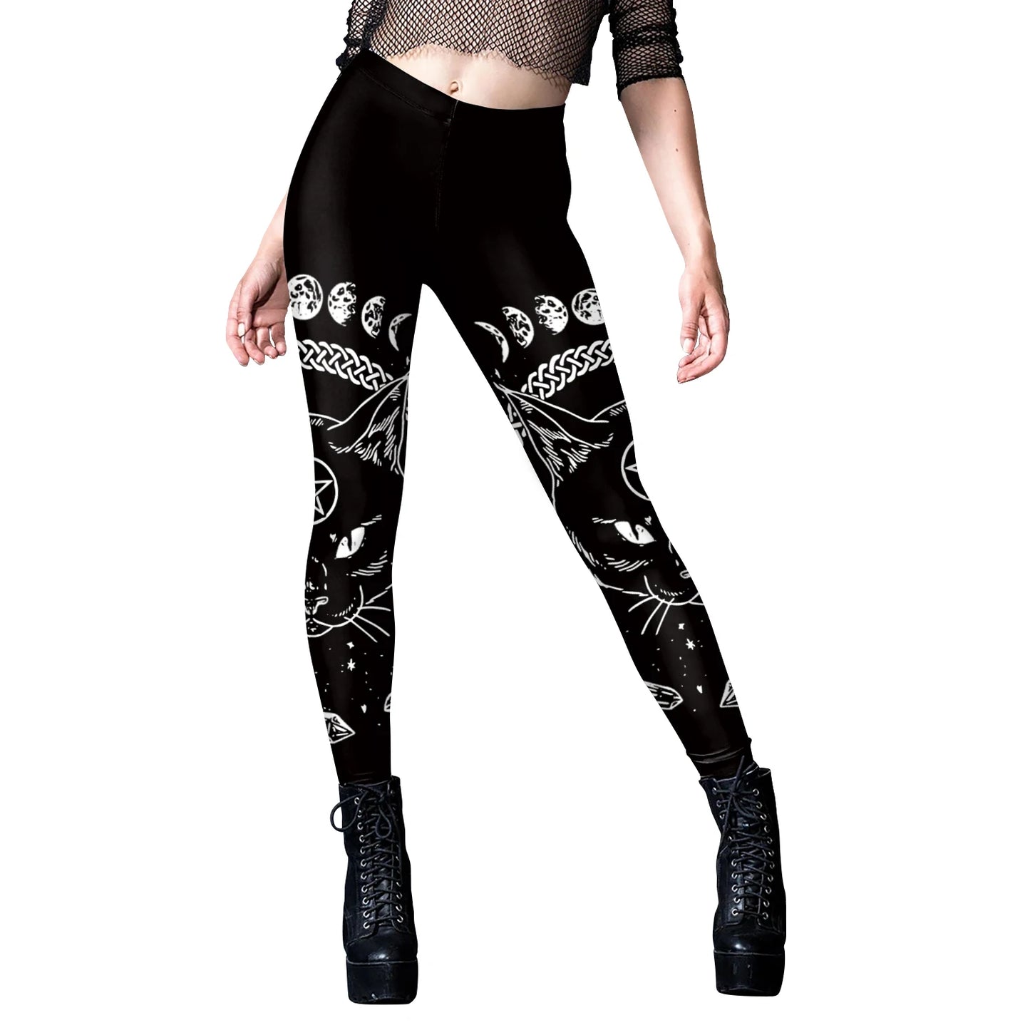 [You're My Secret] Sexy Women's Black Ouija Punk Rock Gothic Leggings For Women Push Up Fitness Legging Stretch Printed Leggins
