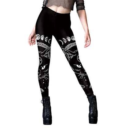 [You're My Secret] Sexy Women's Black Ouija Punk Rock Gothic Leggings For Women Push Up Fitness Legging Stretch Printed Leggins