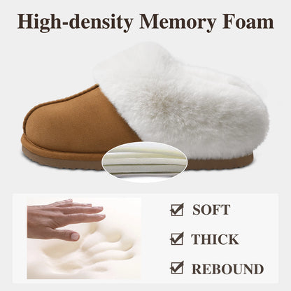 Evshine Winter Warm Memory Foam Slippers For Women Indoor Plush Home Shoes Fluffy Faux Fur Slippers Cozy Suede Furry Flat Slides.