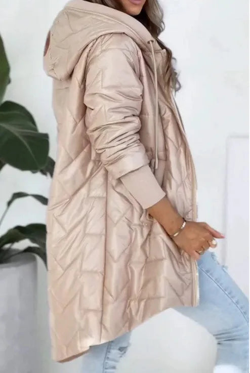 Herbst Winter 2025, neue Mode für Damen, lässig, trendig, täglich, einfach, Basic, langärmelig, mit Kapuze, Steppmäntel, weibliche Kleidung, Parkas