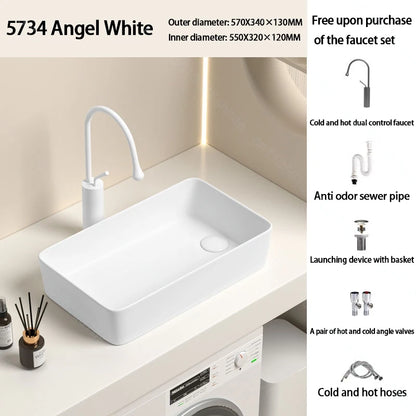 Luxuriöses Keramikgefäßwaschbecken, quadratisches Badezimmerwaschbecken, Arbeitsplatte, Kunstwaschbecken für Waschtischplatte, Keramik-Badezimmerwaschbecken für den Heimgebrauch