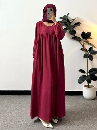 Full Sleeve Loose Maxi Prayer Dress Muslim Modest Dresses Jilbabs Casual Solid Pockets Robe Long Ramadan Dress Women Abayas