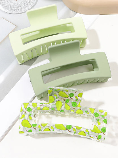 3 Pcs Frosted Cream Color Transparent Fruit Shark Scratch Clip-ins Style Back of Head Premium Wind Plate Women Hair Accessories