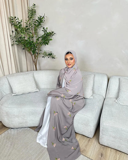 Eid 2025 New Embroideried Abaya Kimono Dubai Luxury Cardigan Muslim Party Kaftan Robe Abayas for Women Turkish Islamic Clothing.