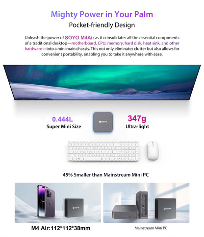 Mini PC SOYO M4 Air Intel Alder Lake N95 MiniPC Computer PC Win11 Pro Mini PC DDR4 16GB RAM 512GB ROM WiFi5 BT5.0 Desktop.
