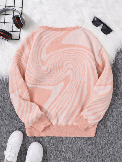 New Popular Street Ripped Abstract Starry Sky Pattern Pullover Ripped Sweater Casual Round Neck Knitted Men's Pullover.