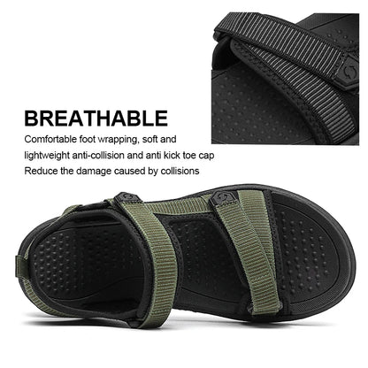 Summer Men's Sandals Outdoor Wadable Man Yoga Mat Insole Gladiator Open Beach Slippers Antiskid Durable Flat Men Shoes.