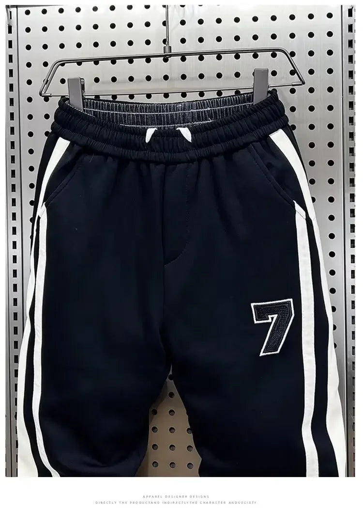 Fashionable Striped Color Blocking Sweatpants 2024 Autumn/Winter Men's New Casual Ankle Pants Patchwork Warm Harem Trousers.