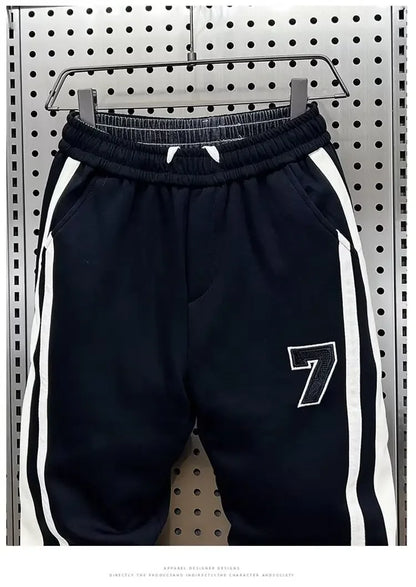 Fashionable Striped Color Blocking Sweatpants 2024 Autumn/Winter Men's New Casual Ankle Pants Patchwork Warm Harem Trousers.