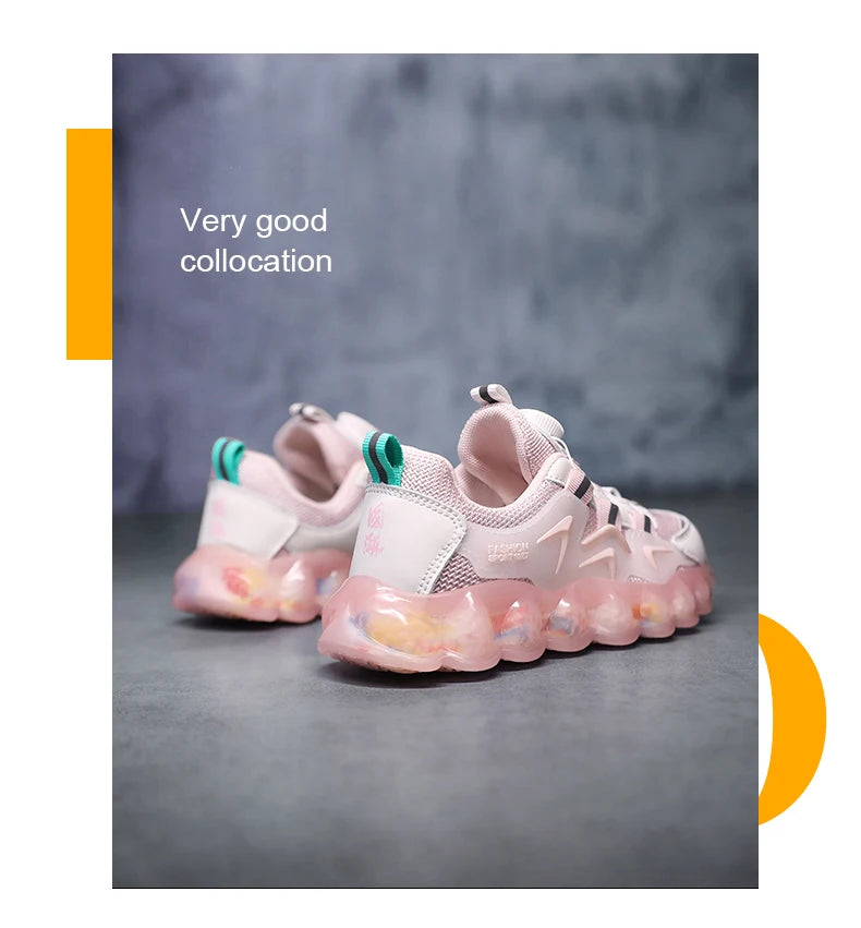 Kids Running Shoes Mesh Breathable Casual Sneakers for Children Lightweight Sport Shoes Boys Girl Non-Slip Pink Outdoor