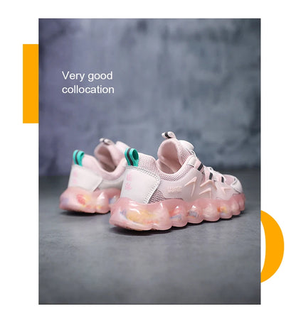 Kids Running Shoes Mesh Breathable Casual Sneakers for Children Lightweight Sport Shoes Boys Girl Non-Slip Pink Outdoor