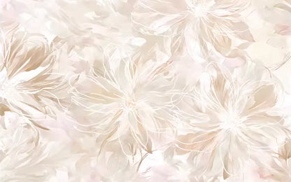 Maßgeschneiderte cremefarbene abstrakte Kunst, Feder-Blumenmuster, Tapete, TV-Hintergrund, Wanddekoration, Schlafzimmer, europäisches Wandbild