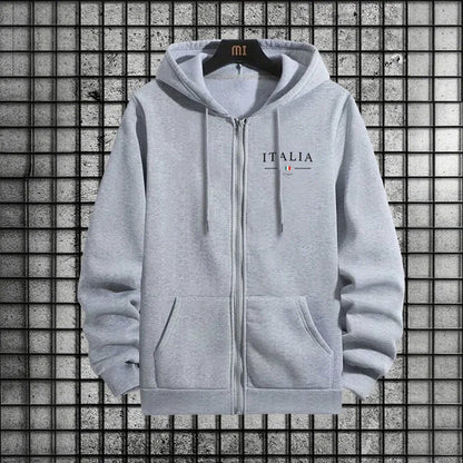 Italy Fashion Men 2 Piece Tracksuit Set Zipper Hoodie with Sweatpants Urban Streetwear Outfit Autumn Winter Fashion Sportswear.