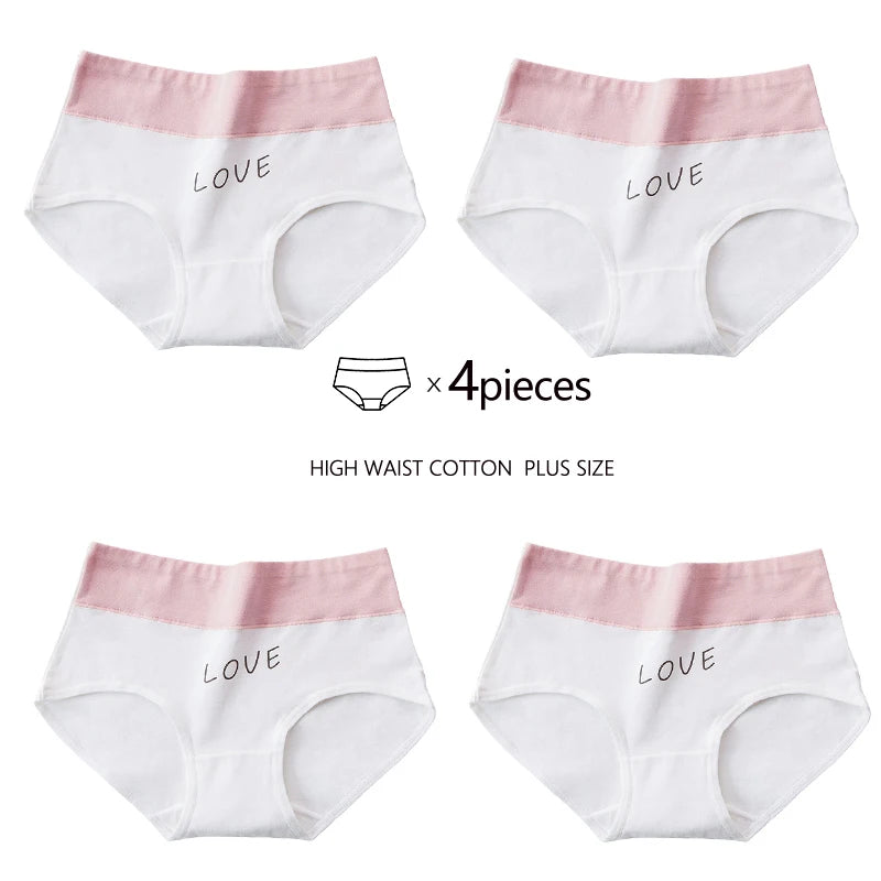 4Pcs Plus Size M-5XL Panties Women Cotton High Waist Slimming Underwear Seamless Girls Briefs Sexy Female Breathable Lingerie