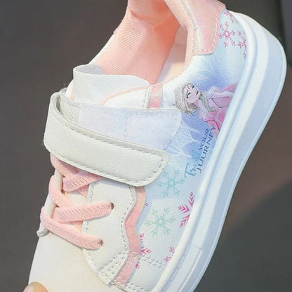 Disney Kids Girls Shoes 2024 New Children Sneakers Girls Elsa Frozen Princess Casual Sport Shoes Student Shoes Teen Shoes.