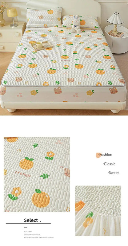 Cartoon Cute Pattern Cooling Fitted Sheet Single Natural latex fabric Soft cushion for Bedding Slow rebound Non-Slip Mattress