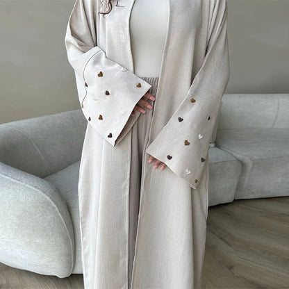 Ramadan Eid Kebaya Abayas For Women Open Heart Modest Kimono Abaya Damen Dubai Turkey Islam Muslim Dress Kaftan Kebaya Caftan.