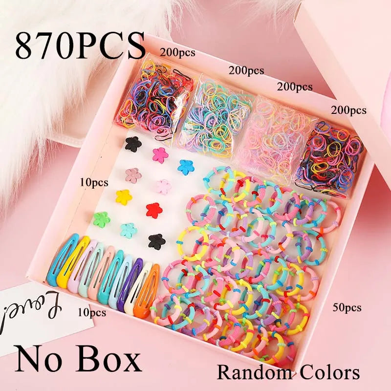 565 870Pcs Girls Cute Elastic Hair Bands Hairpins Flower Hair Claws Hair Clip Rubber Band Ponytail Holder Kids Fashion.
