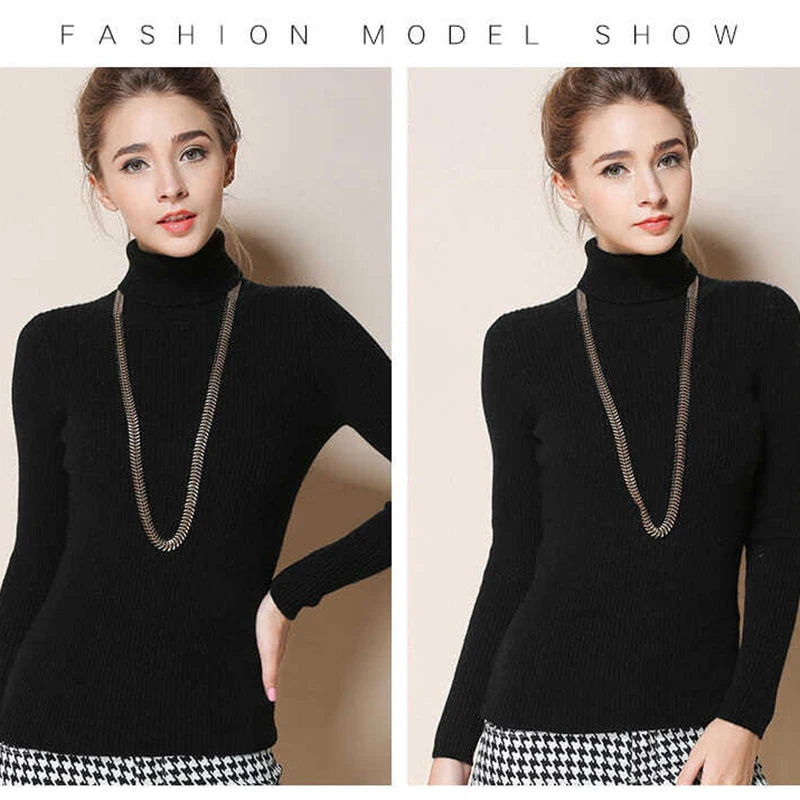 JMPRS Rollkragenpullover Frauen Mode Einfache Winter Pullover Jumper Hohe Elastische Gestrickte Herbst Weibliche Grundlegende Tops Casual Bluse