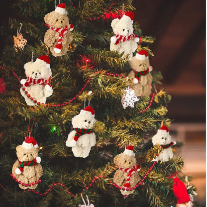 12–48 Stück Weihnachts-Kuscheltiere, Mini-Teddybären, groß, mit Organzabeuteln für Weihnachtsfeiern, Gastgeschenke, Weihnachtsbaumdekoration.