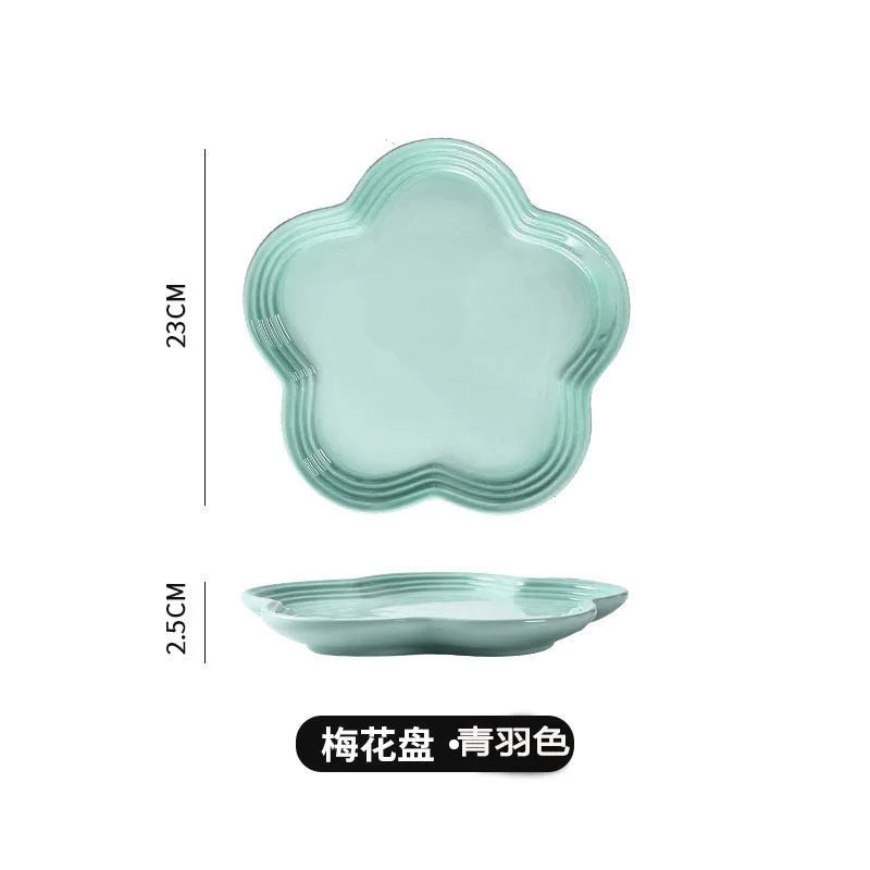 Plum Blossom Plate Flower Shaped Flower Plate Fruit Plate Solid Color Fashion Home Plum Blossom Plate