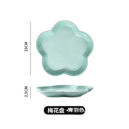 Plum Blossom Plate Flower Shaped Flower Plate Fruit Plate Solid Color Fashion Home Plum Blossom Plate