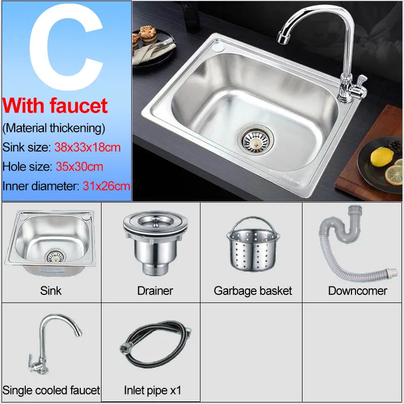 Verdickter Einzelschlitz aus Edelstahl 304 mit Halterung zum Aufhängen an der Wand, Waschbecken, Balkonbecken, Küchenwaschbecken, Waschbecken