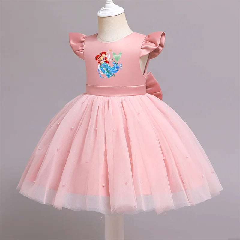 Die kleine Meerjungfrau elegante Prinzessin Spitze Kleid Kinder kleider für Mädchen Vintage Kinder Geburtstags feier Kleider Weihnachts kleidung