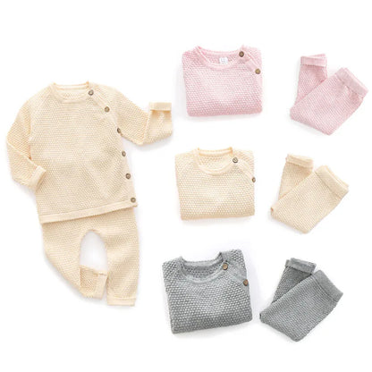 Baby Kleidung Sets Ensembles Baumwolle Frühling Neugeborenen Jungen Mädchen Kleinkind Kleidung Tops Und Hosen Gestrickte Pullover Baby Pyjamas Sets.