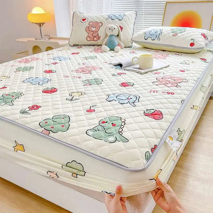 Quilted Mattress Cover 150x200cm - Thick Skin-Friendly Fitted Sheet, 매트리스커버 Breathable Bed Covers (Pillowcase Sold Separately)