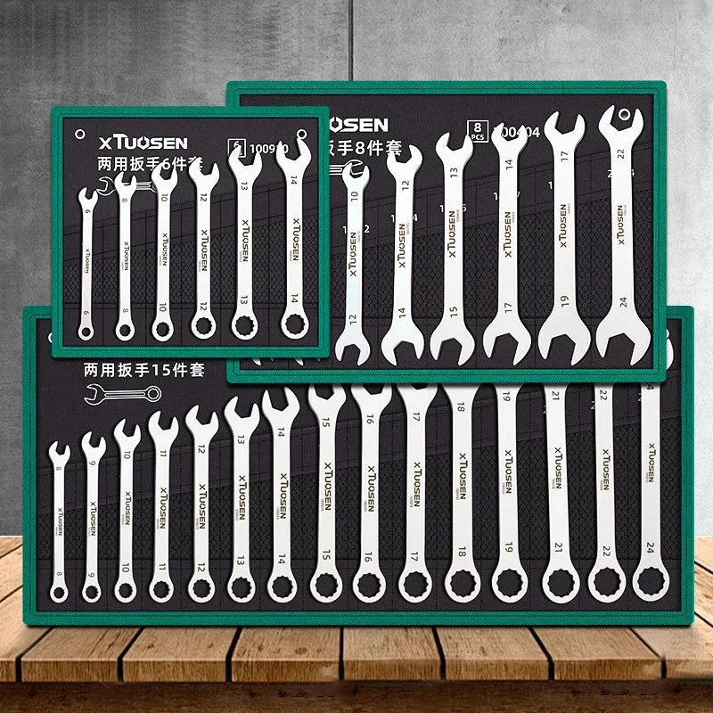 Ultradünner Schraubenschlüssel-Satz mit offenem Ende, 6–27 mm, Pflaumenschlüssel-Kombination, universelles Ratschenschlüssel-Set mit zwei Köpfen, Auto-Reparaturwerkzeuge