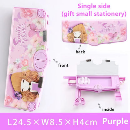 Mechanisches, verformbares, niedliches Federmäppchen mit Stifteinsatz, multifunktionaler Schlüsselschalter, Cartoon-Aufbewahrungsbox für Schule und Schreibwaren aus Kunststoff