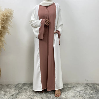 Ramadan Eid Muslimischen Abaya Dubai Luxus Spleißen Gefälschte Zwei Stücke Abayas Für Frauen Kaftan Modest Kleid Islam Kaftan Marocain Femme.
