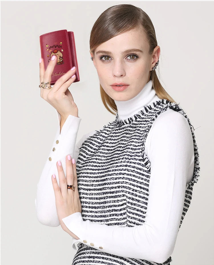 New Mini Short Tri-Fold Ladies Wallet Adorable Compact Feminine Wallet for Women.