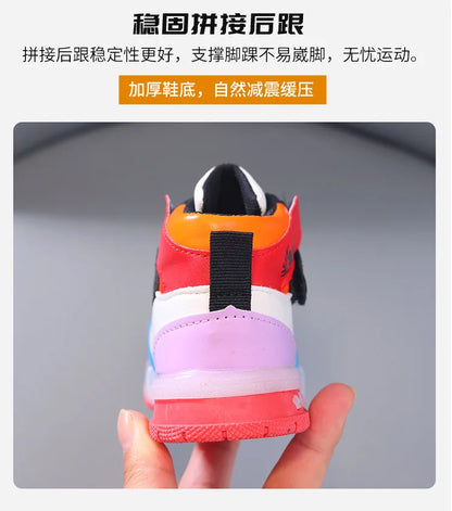 Disney Girls' Causla Shoes PU Leather Mickey Mouse LED Luminescent Children's Sneaker 1-6 Year Old Boys' Sports Casual Shoes.