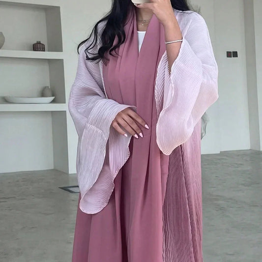 Elegante Abaya für muslimische Frauen, ausgestellte Ärmel, plissierte Abayas, islamische Kaftane, Jilbabs, Maxikleider, ethnische Kleidung aus dem Nahen Osten