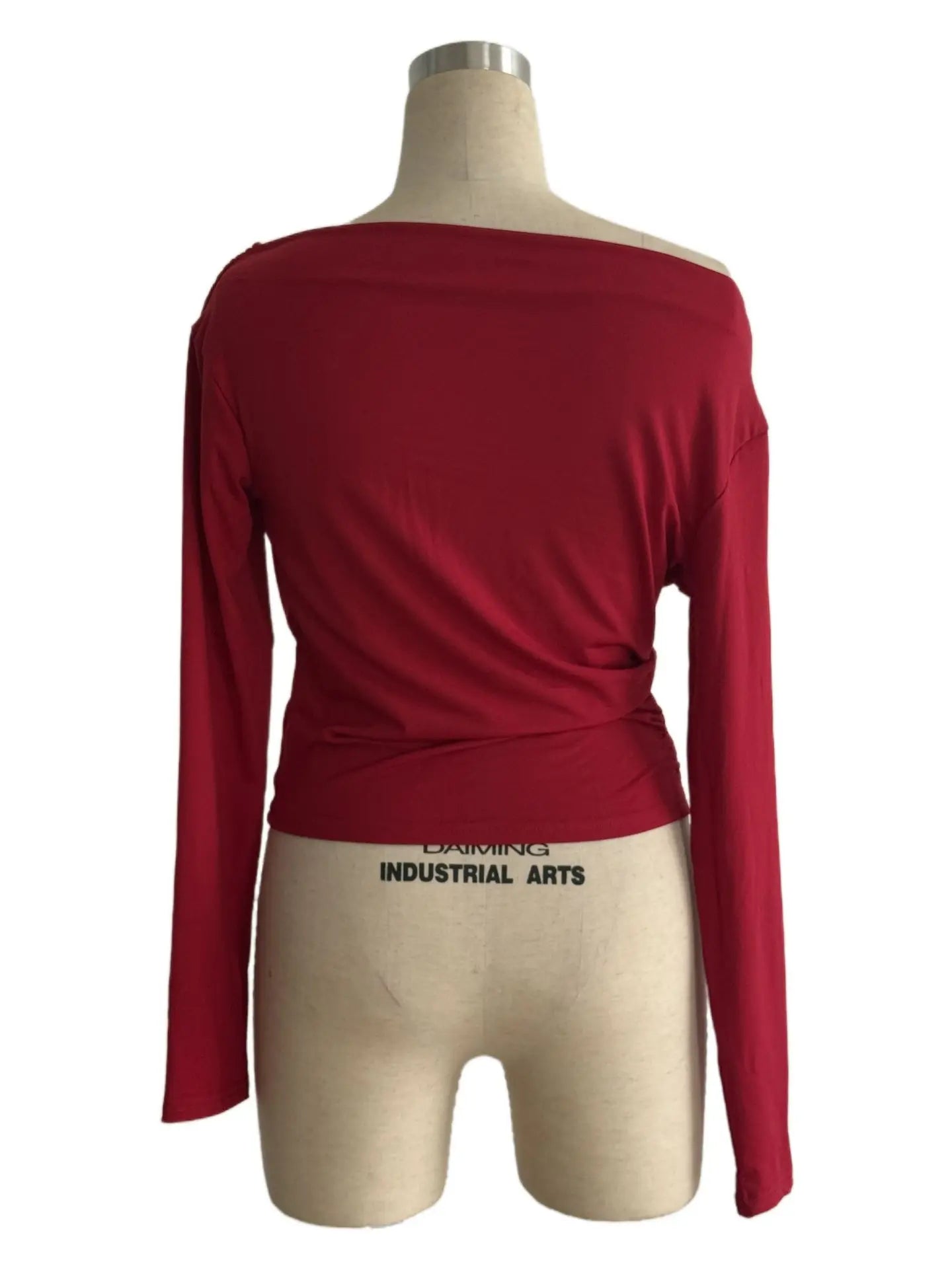 2025 Autumn Winter 2025 Solid-color Fashion Tops for Women Long Sleeve Blouses One-shoulder Collar Slimming Shirts Office Lady.