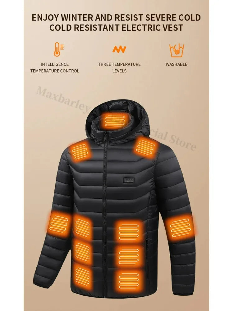 21 Areas Heating Jacket Men Winter USB Electric Heated Coat Functional Self Heating Clothes Outdoor Snow Ski Thick Padded Jacket.