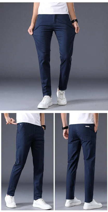 Thin Men's Pants Classic 7 Colors Summer New Casual Pant Business Fashion Stretch Cotton Slim Brand Male Trousers
